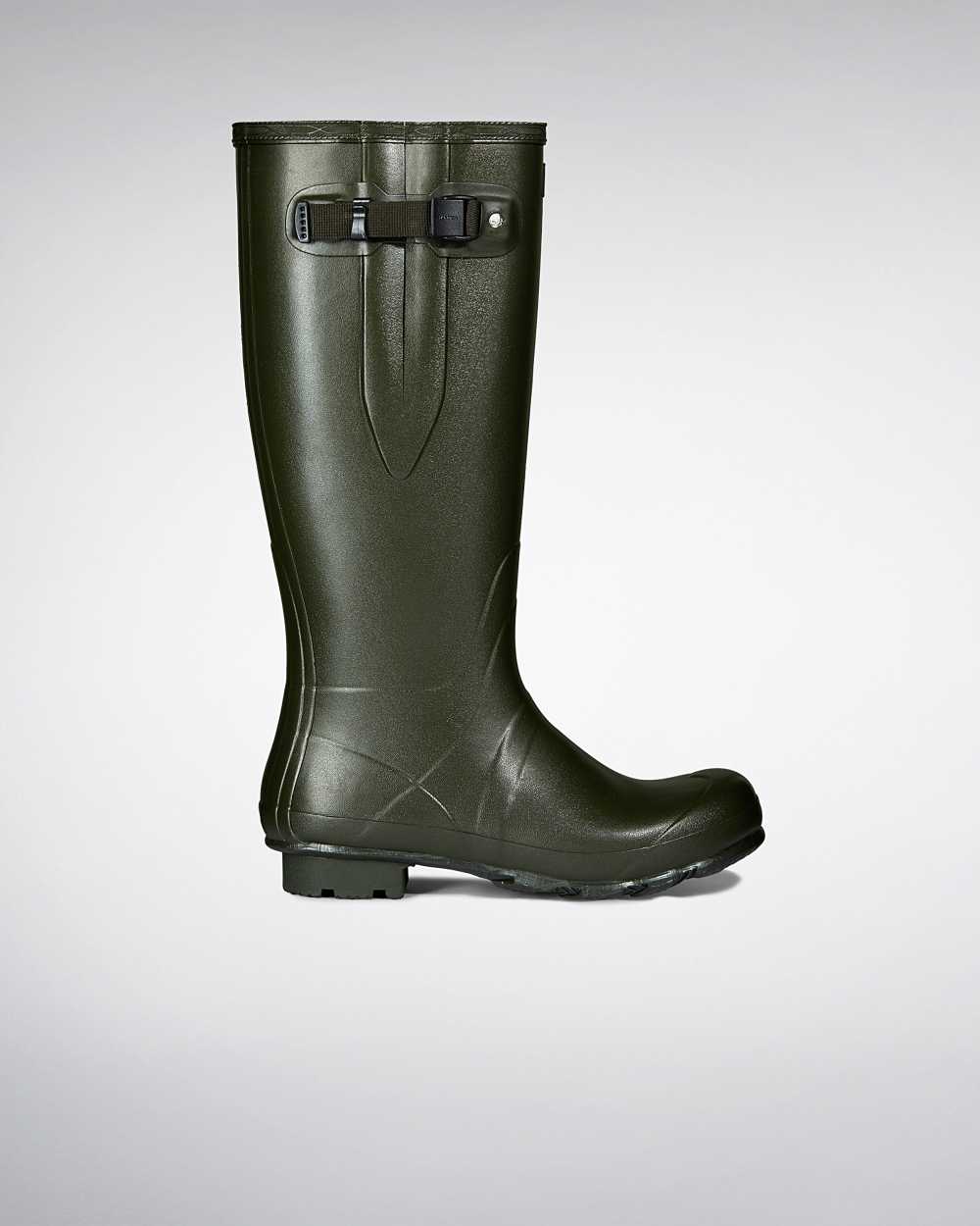 Botas De Lluvia Hombre - Hunter Norris Field Side Adjustable Neoprene Lined Verde Oscuro Oliva - HKW